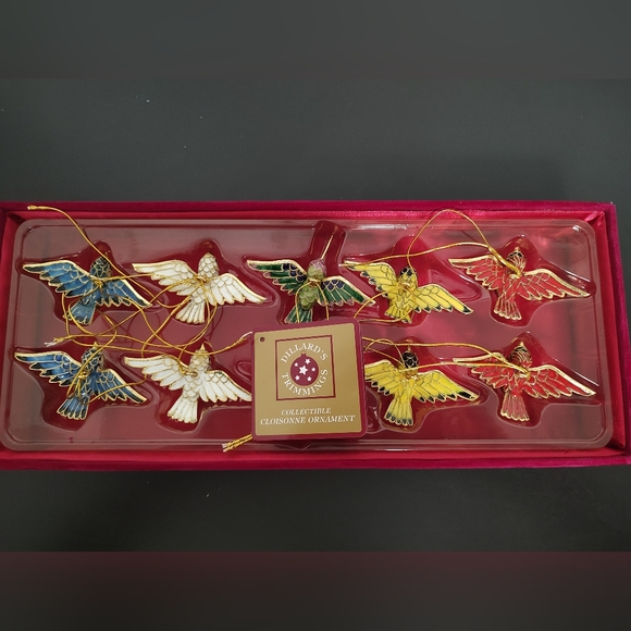 Vintage Dillard's Collectible Cloisonne Ornament Bird Set - Picture 1 of 13